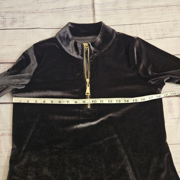 Spartina 449 Nora Half Zip Black Velour Long Sleeve Dress Womens Medium - Picture 6 of 6